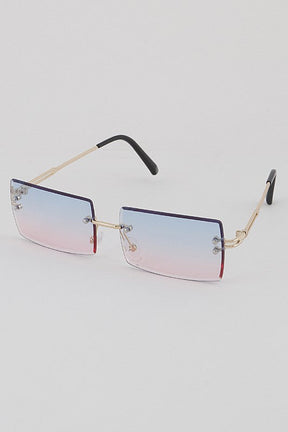 Claudia Rectangular Rimless Sunglasses