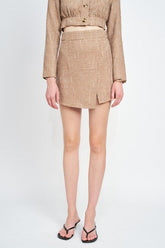 ASYMMETRICAL TWEED MINI SKIRT