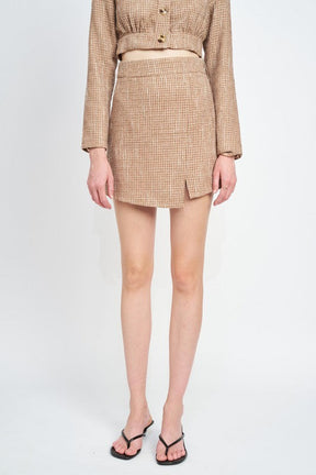 ASYMMETRICAL TWEED MINI SKIRT