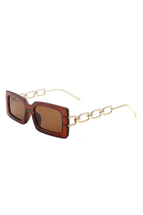 Square Flat Top Chain Link Design Sunglasses