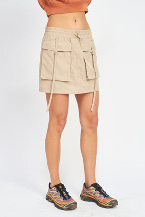 CINCHED WAIST CARGO MINI SKIRT