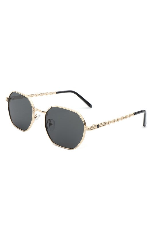 Geometric Round Chain Link Design Sunglasses