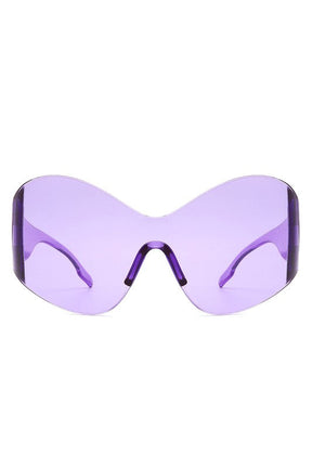 Fashion Rimless Oversized Wraparound Sunglasses