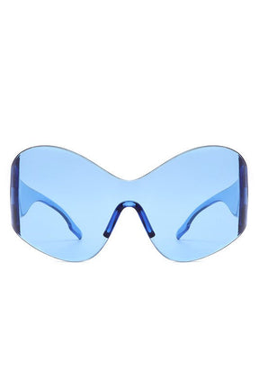 Fashion Rimless Oversized Wraparound Sunglasses