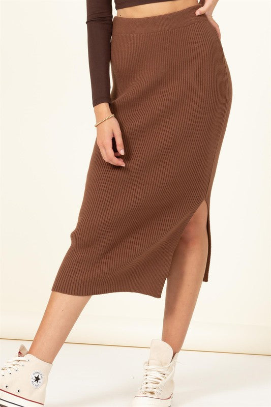 FASHIONISTA HIGH-WAIST RIBBED MIDI SKIRT